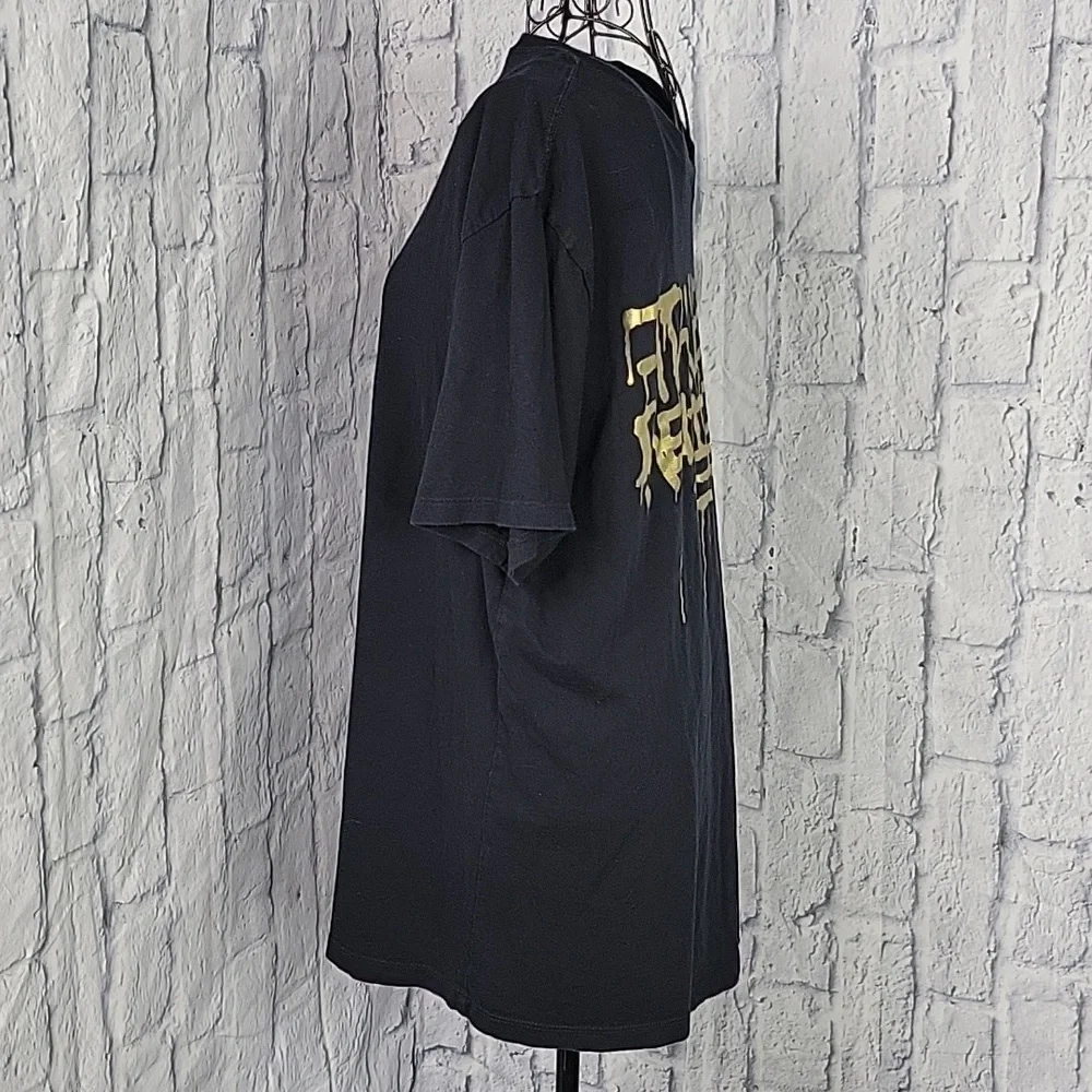 TRUE RELIGION Black and Gold Foil Graffiti Print T‎ Shirt Large